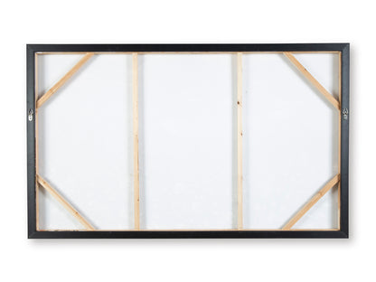 Framed wall art back with wooden crossbars and a white backing panel
