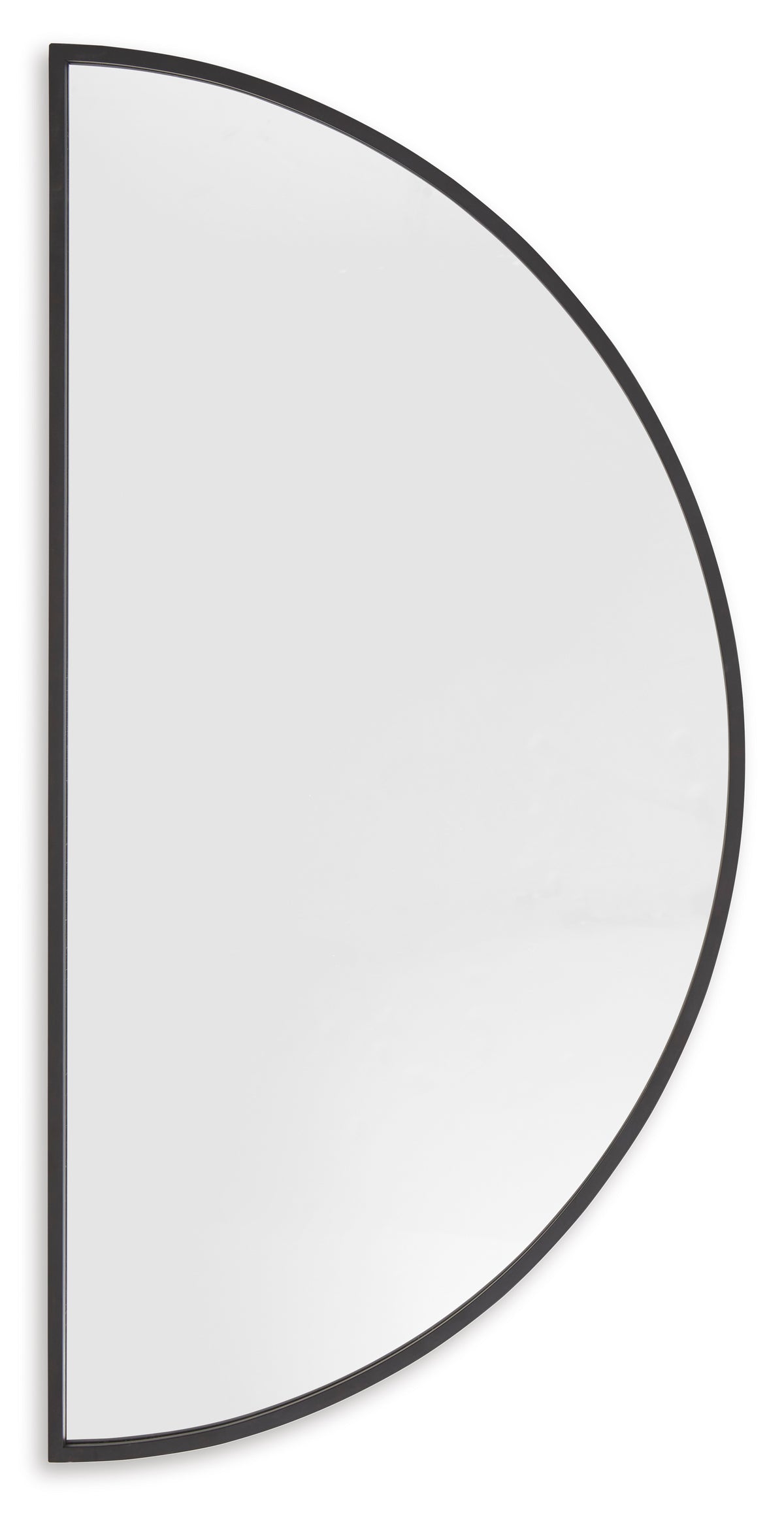 Black-framed oval mirror with slim dark frame and reflective glass panel