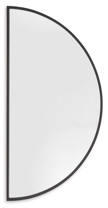 Black-framed oval mirror with slim dark frame and reflective glass panel