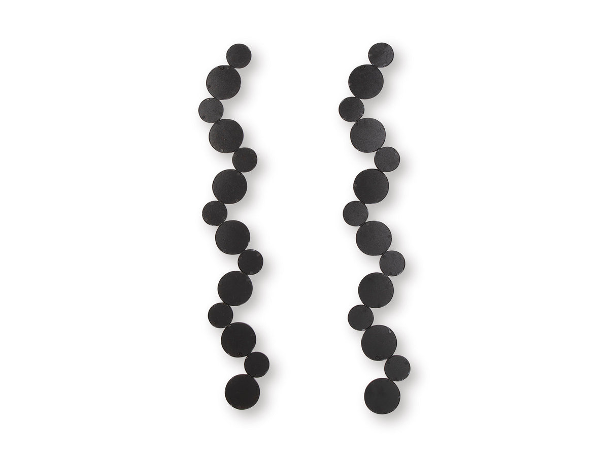 Set of 2 vertical round accent mirrors with matte black frames