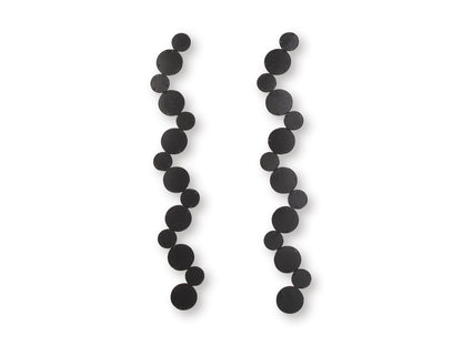Set of 2 vertical round accent mirrors with matte black frames