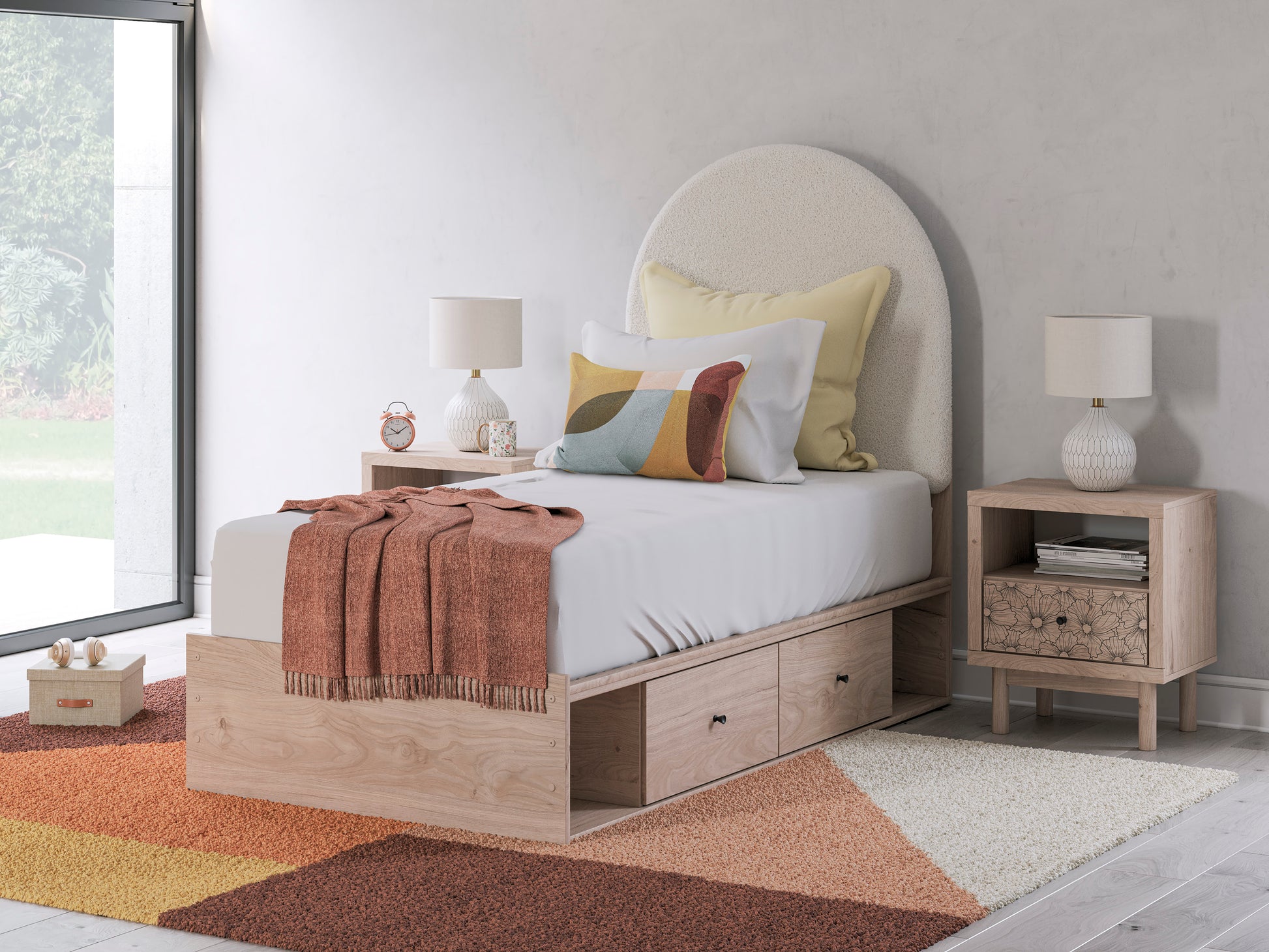 Shapella Upholstered Panel Bed with Double Storage