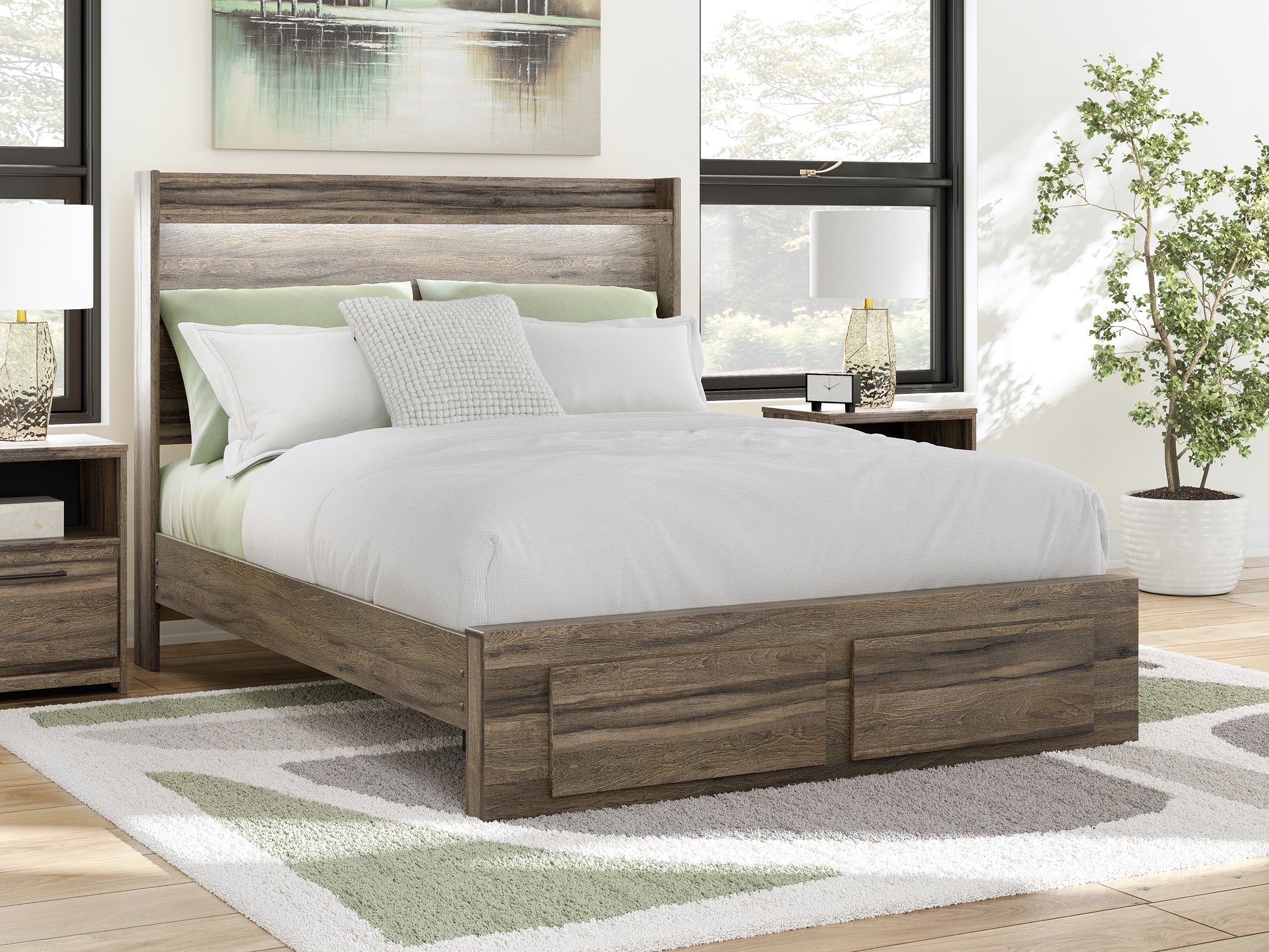 Baystorm Queen Panel Bed With 2 Storage Drawers