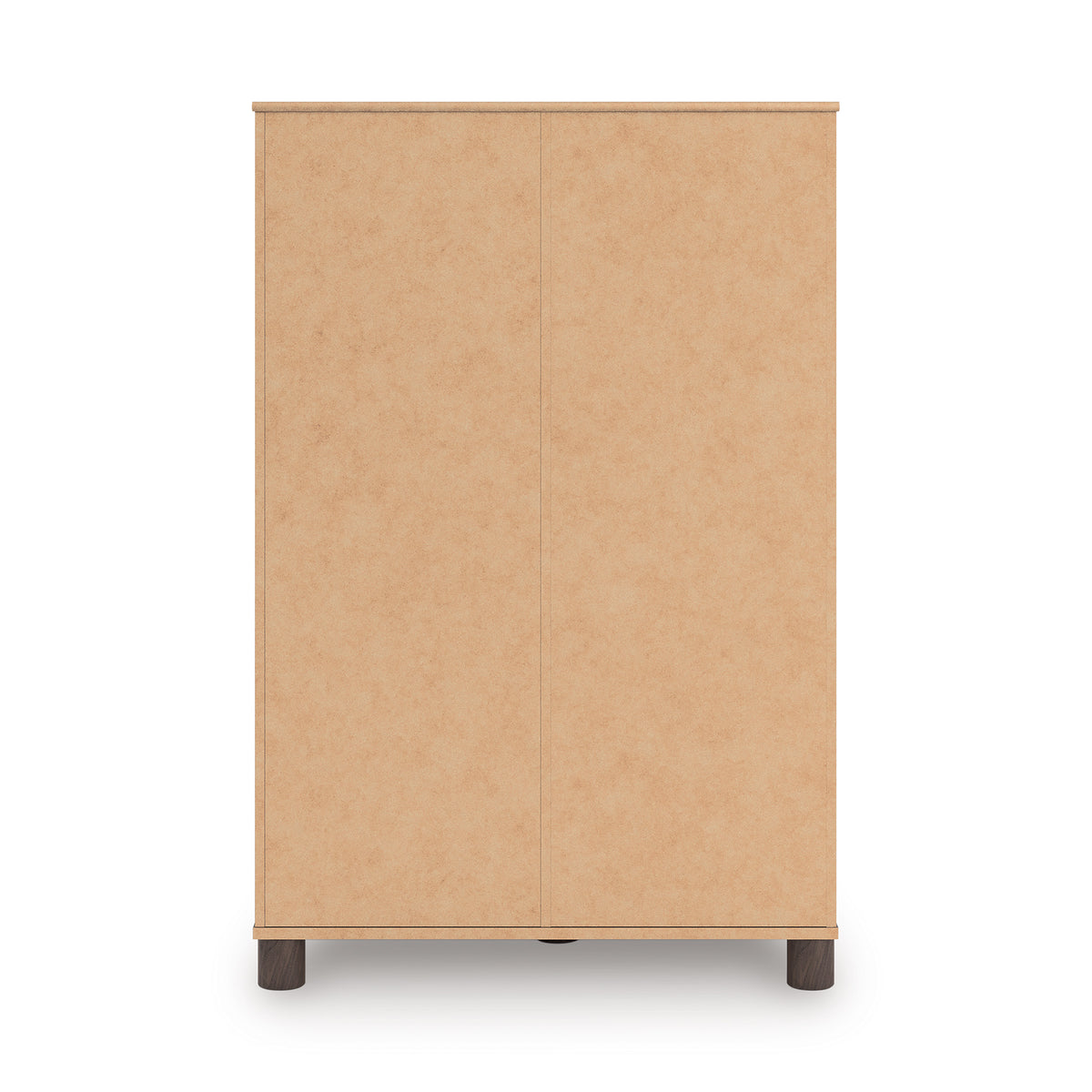 Light tan cabinet panel with two door sections and dark legs
