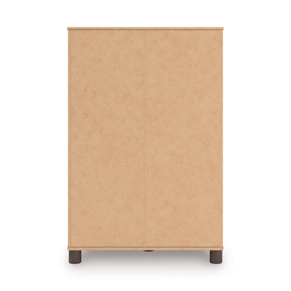Light tan cabinet panel with two door sections and dark legs