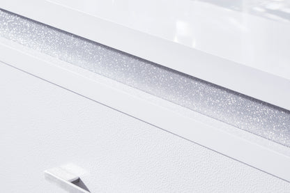 White dresser drawer top with built-in metal handle