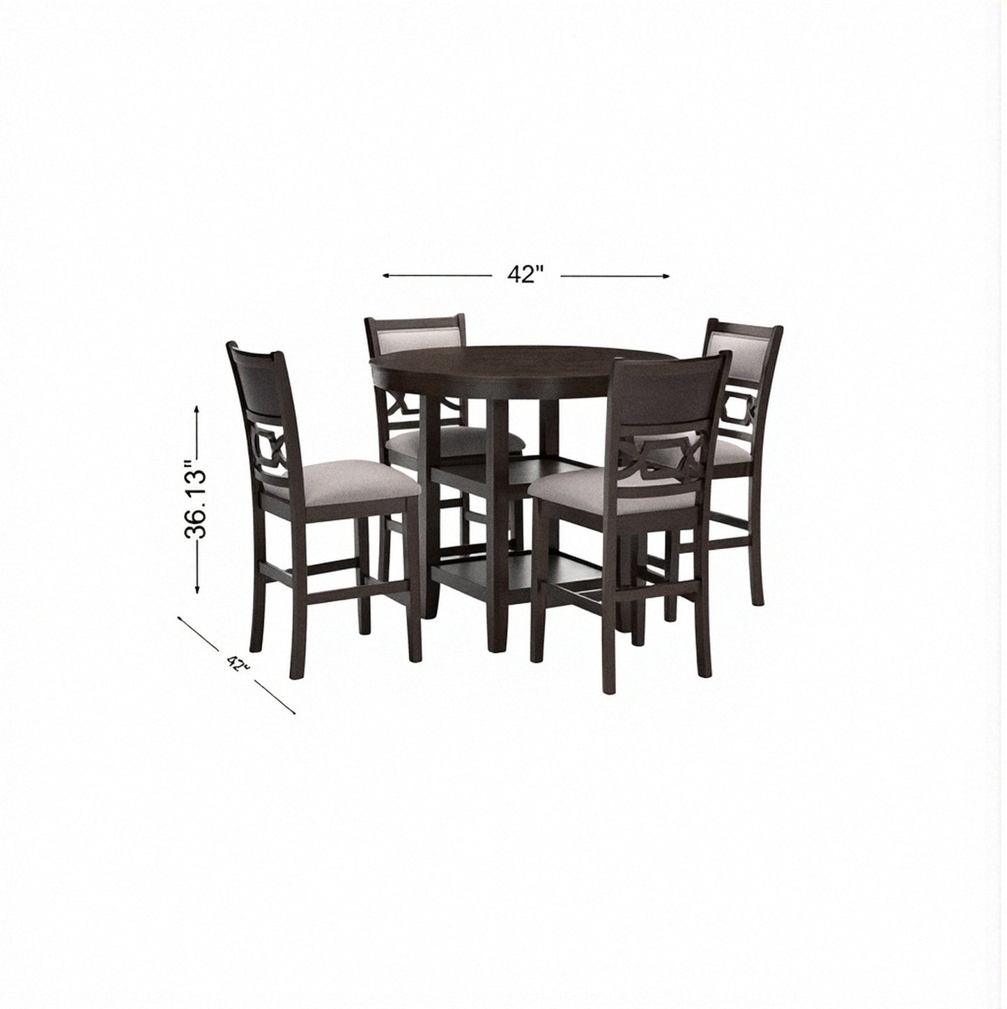 Counter-height dining table set: dark tabletop with 4 ladder-back barstools