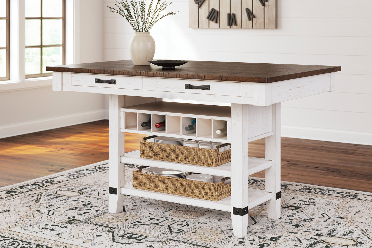 Valebeck Rectangle Counter Height Storage Dining Table