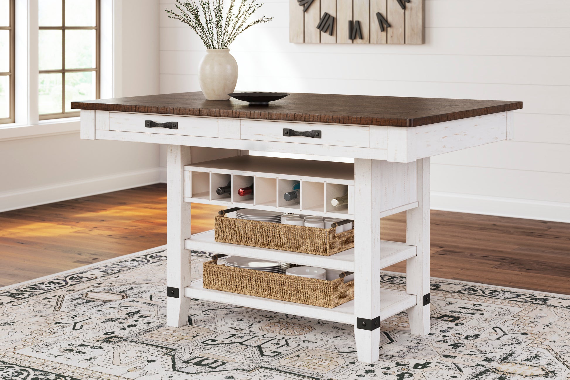 Valebeck Rectangle Counter Height Storage Dining Table