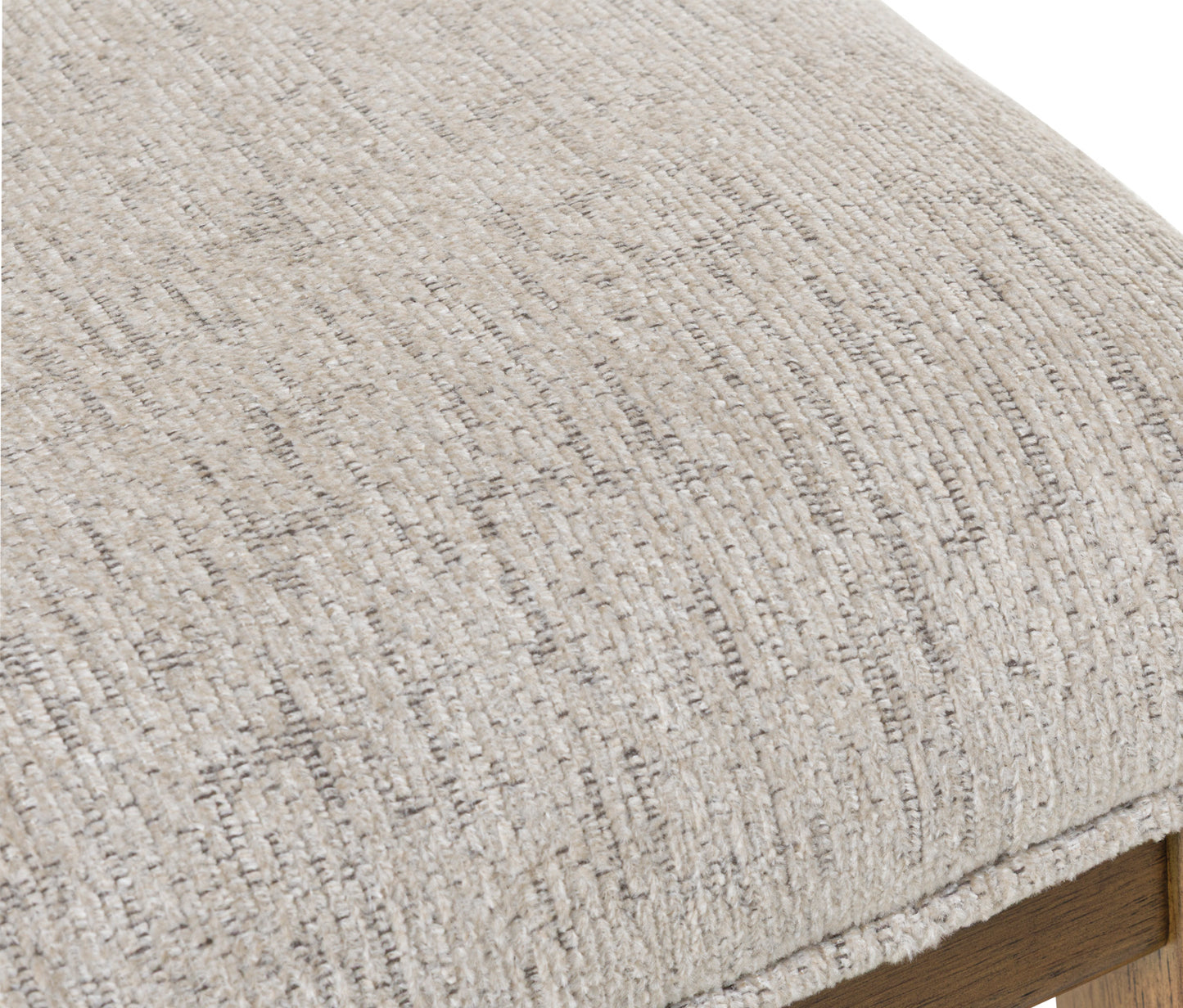 Light gray woven upholstered barstool seat cushion with textured fabric