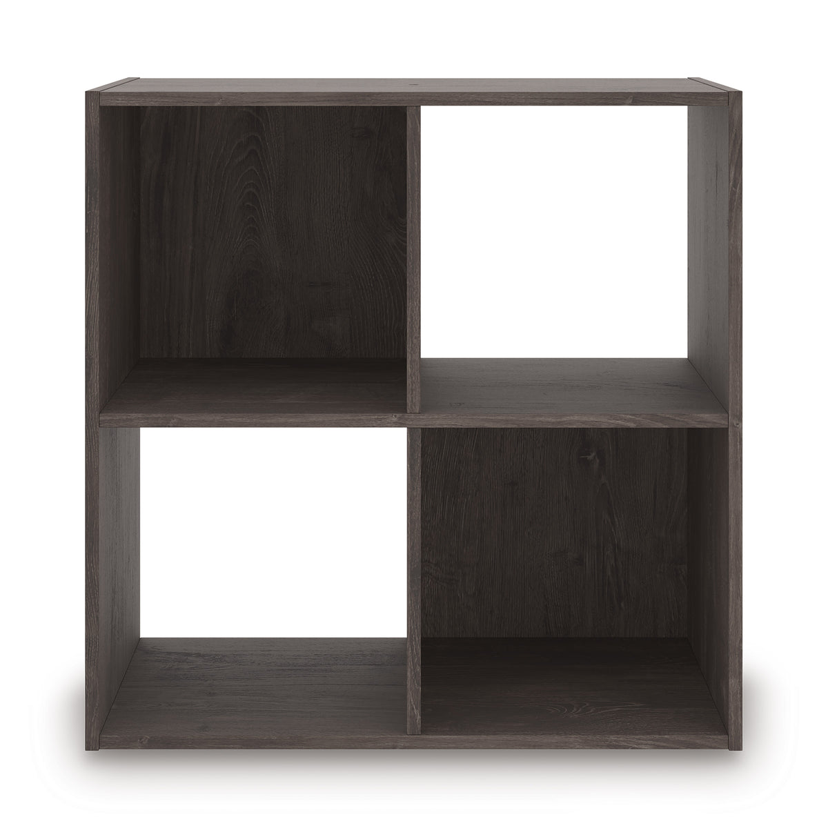 Charcoal cube organizer with open square cubbies, front view