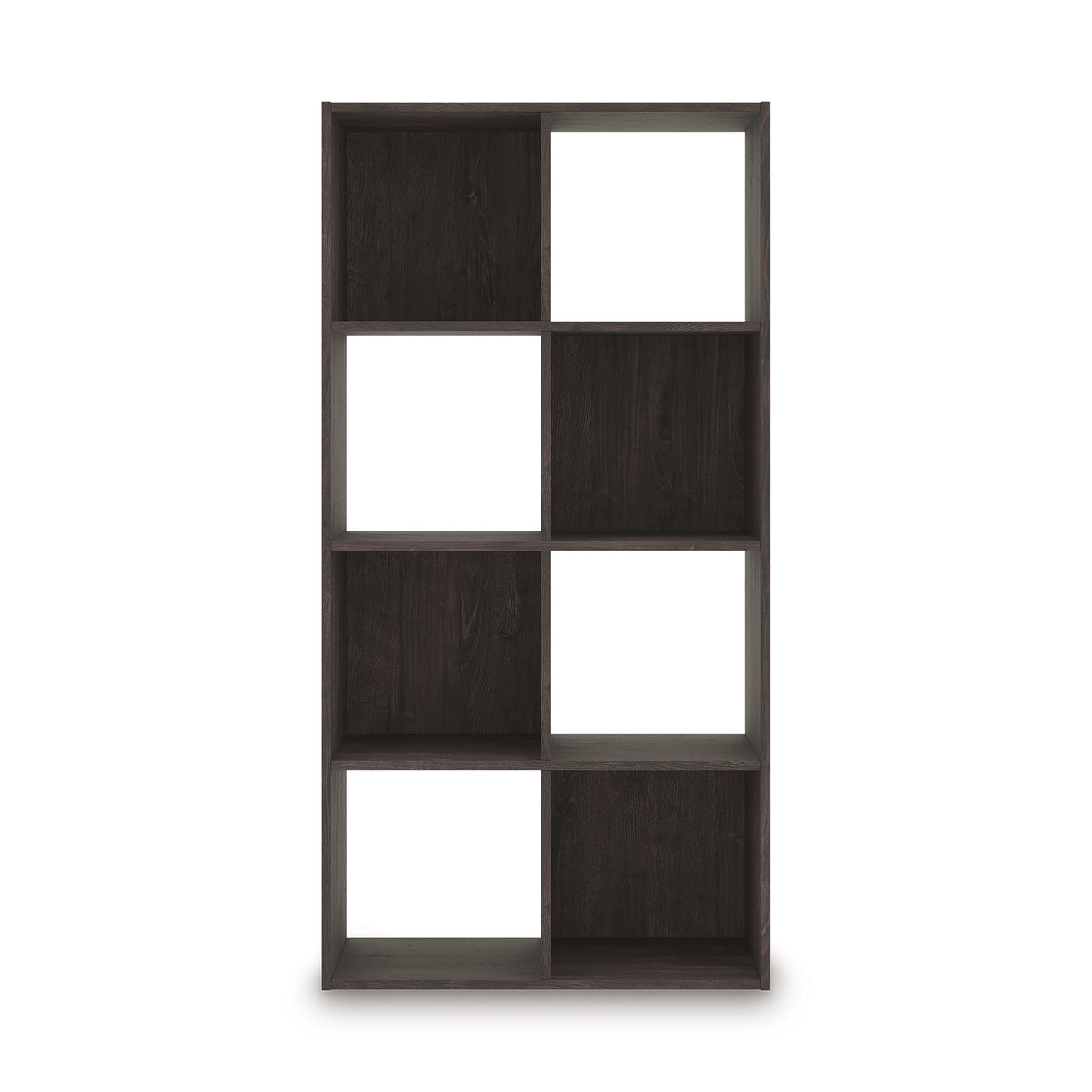 Charcoal cube organizer with open square cubbies, front view