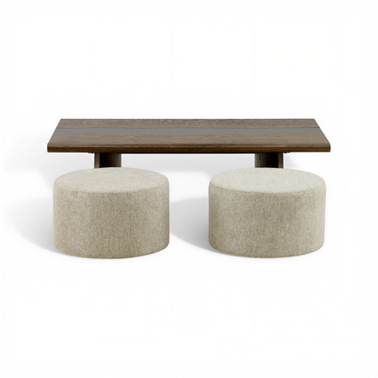 Flexsteel Delmar Coffee Table with 2 Ottomans