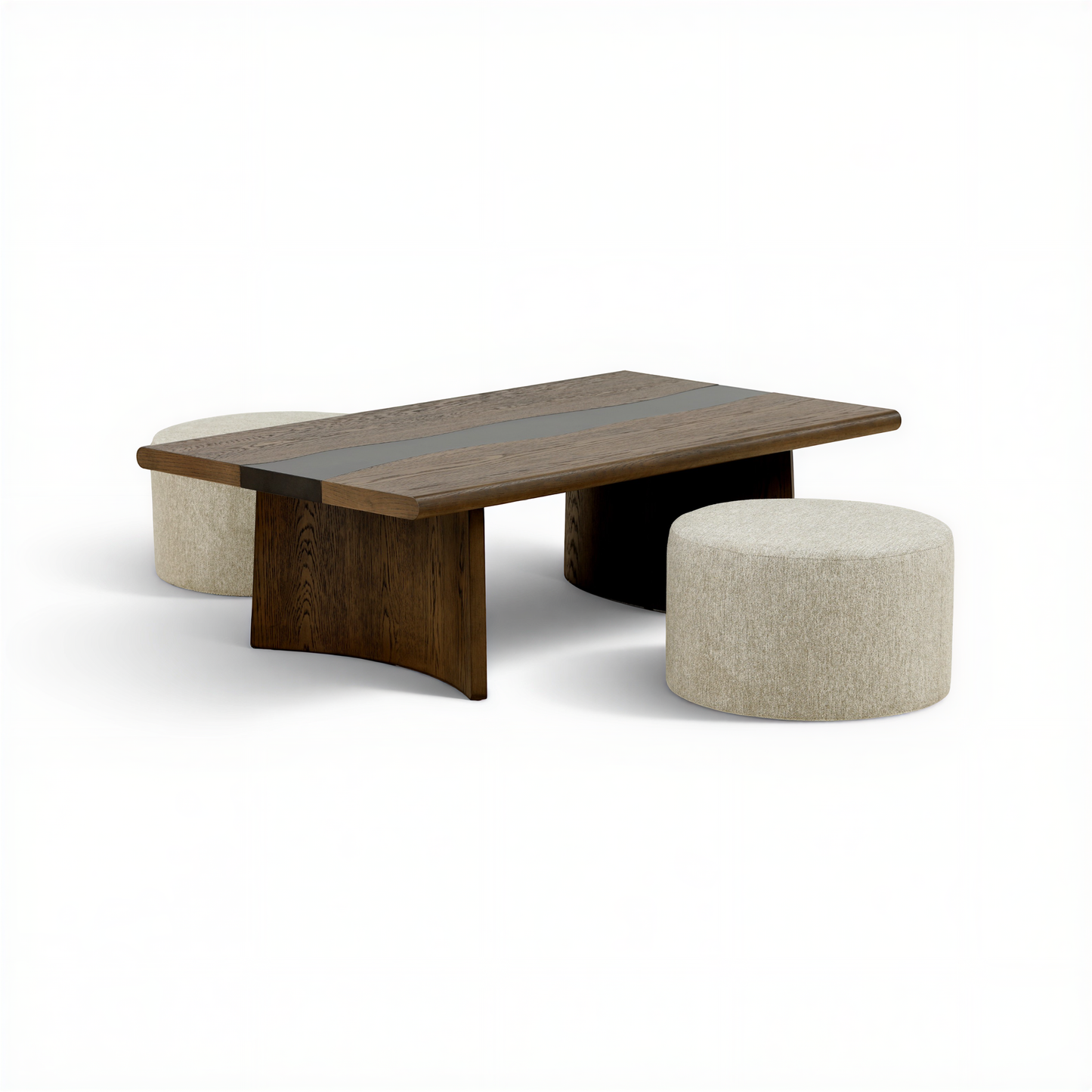 Flexsteel Delmar Coffee Table with 2 Ottomans