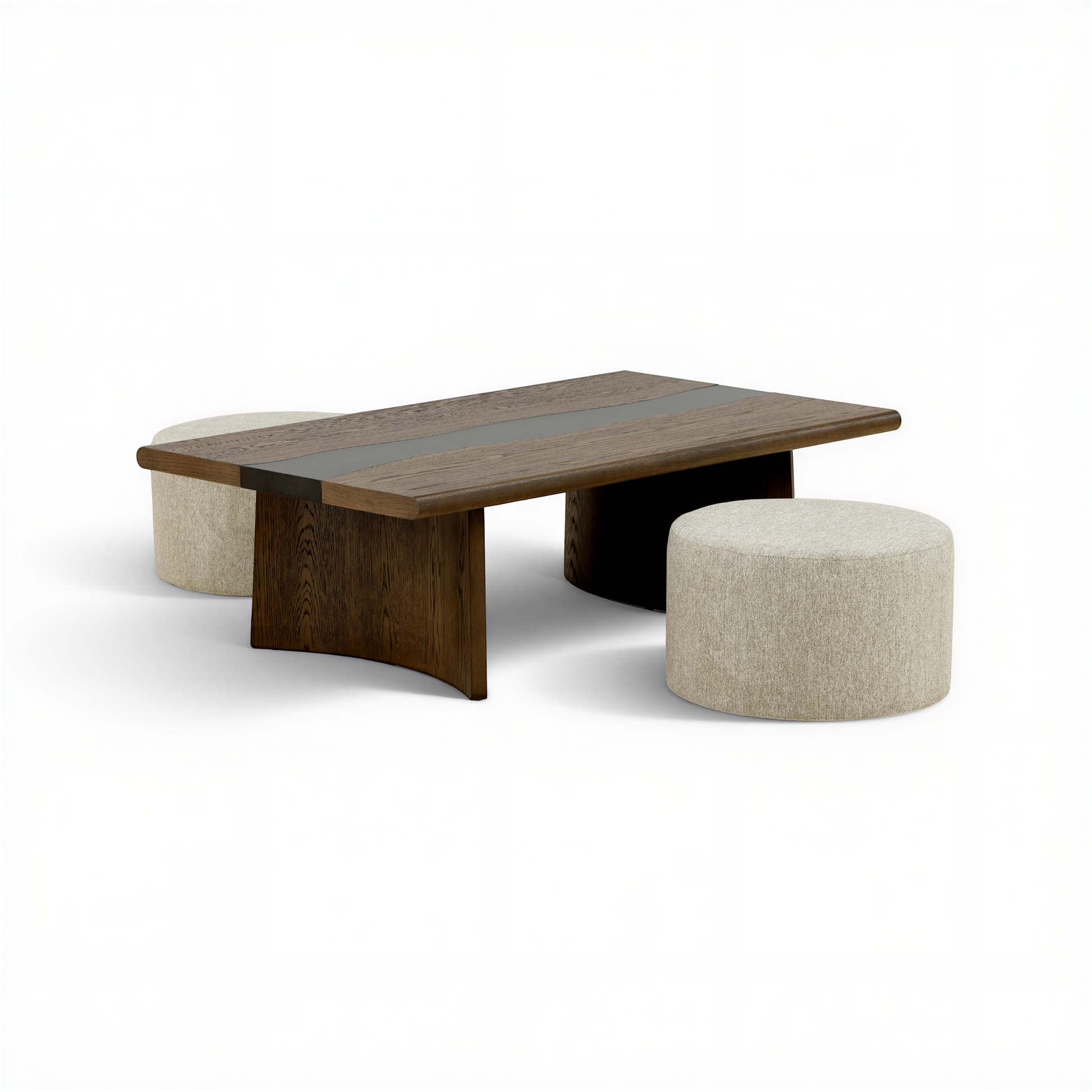 Flexsteel Delmar Coffee Table with 2 Ottomans