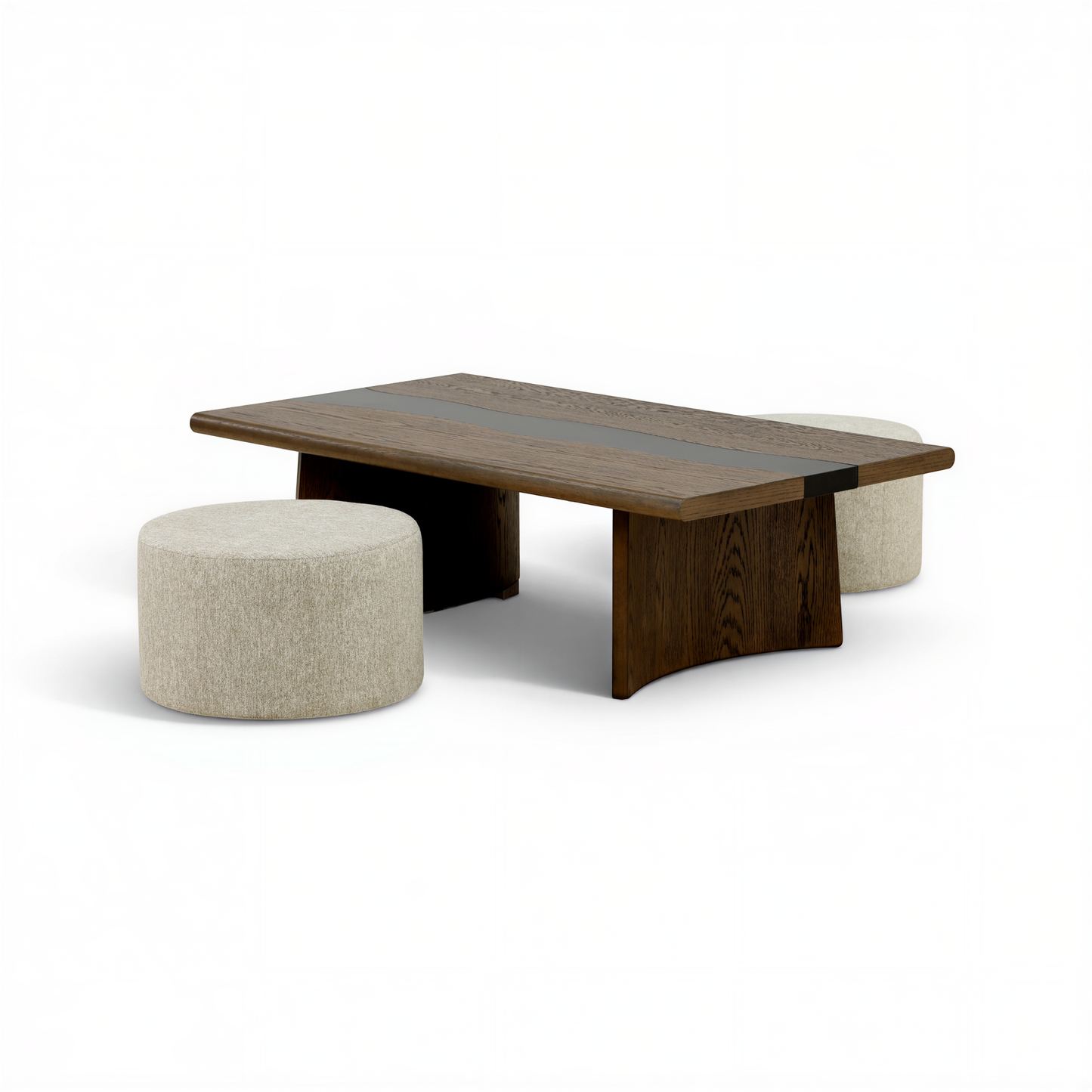 Flexsteel Delmar Coffee Table with 2 Ottomans
