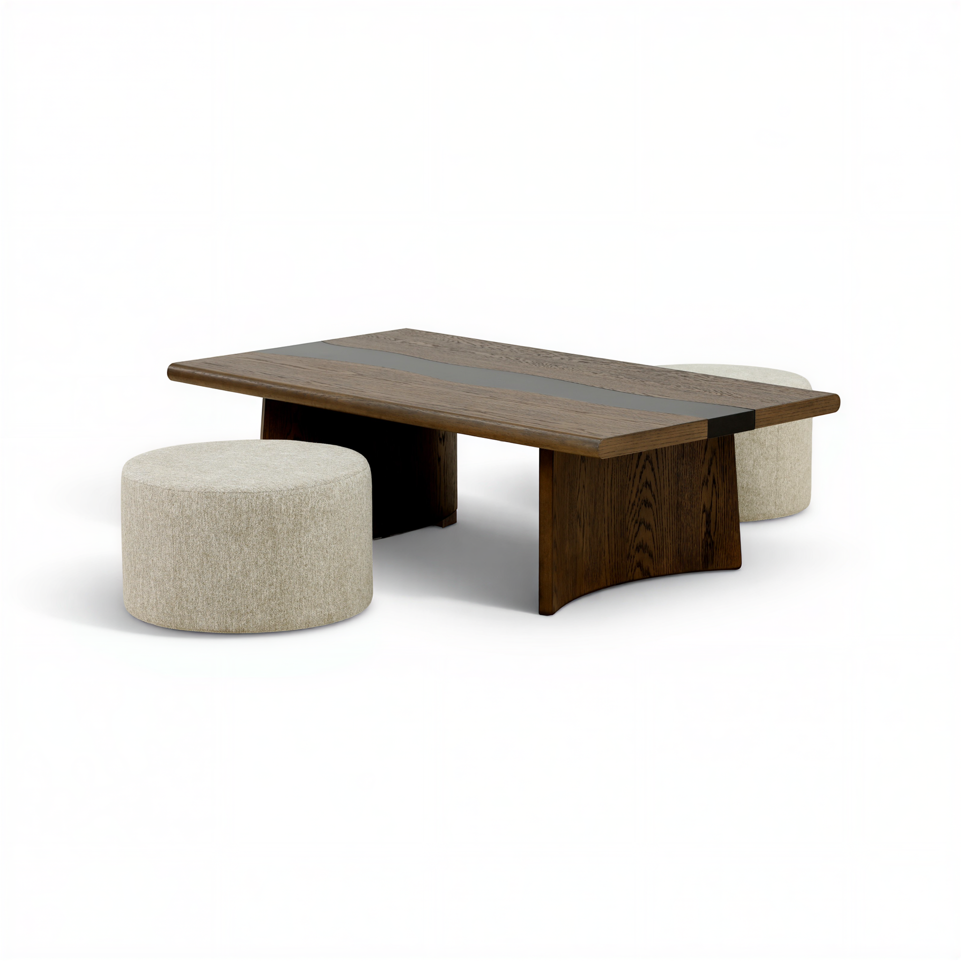 Flexsteel Delmar Coffee Table with 2 Ottomans