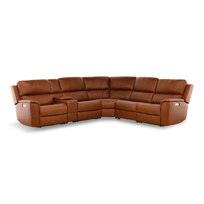 Flexsteel Karson 6-Piece Power Reclining Leather Sectional