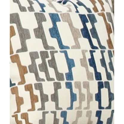 Blue and beige geometric pattern throw pillow cover