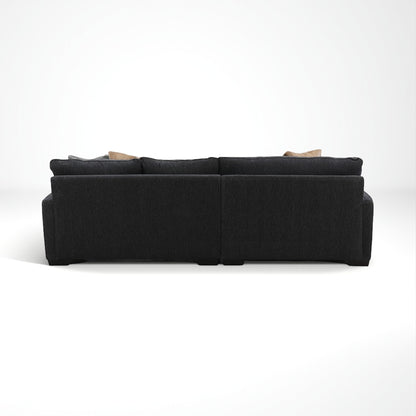 Charcoal fabric sectional sofa with chaise and matching back cushions