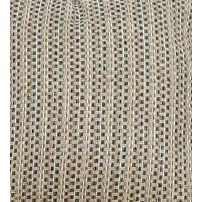 Close-up of beige woven fabric with vertical grid texture