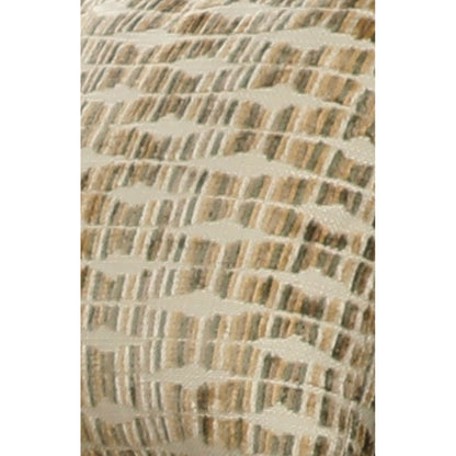 Woven accent pillow fabric close-up with tan and beige check pattern