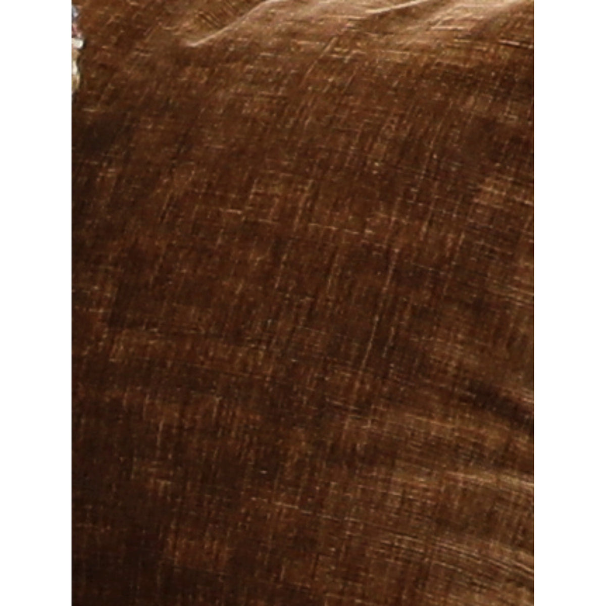 Dark brown L-shaped sectional sofa with five pillows; height and length diagram shown