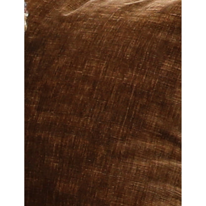 Dark brown L-shaped sectional sofa with five pillows; height and length diagram shown