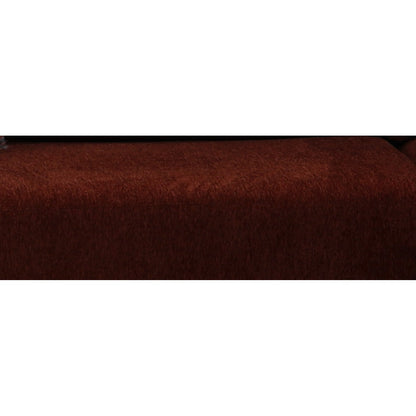 Upholstered sectional armrest and back in dark reddish-brown fabric