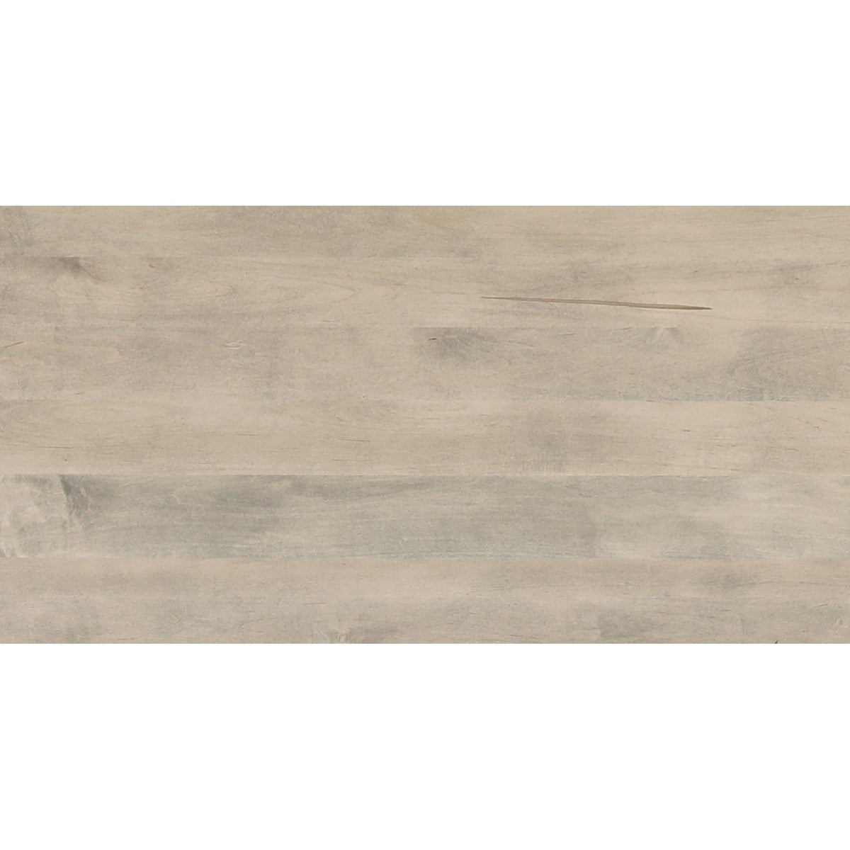 Gray-wash wood bed panel with smooth surface and subtle grain