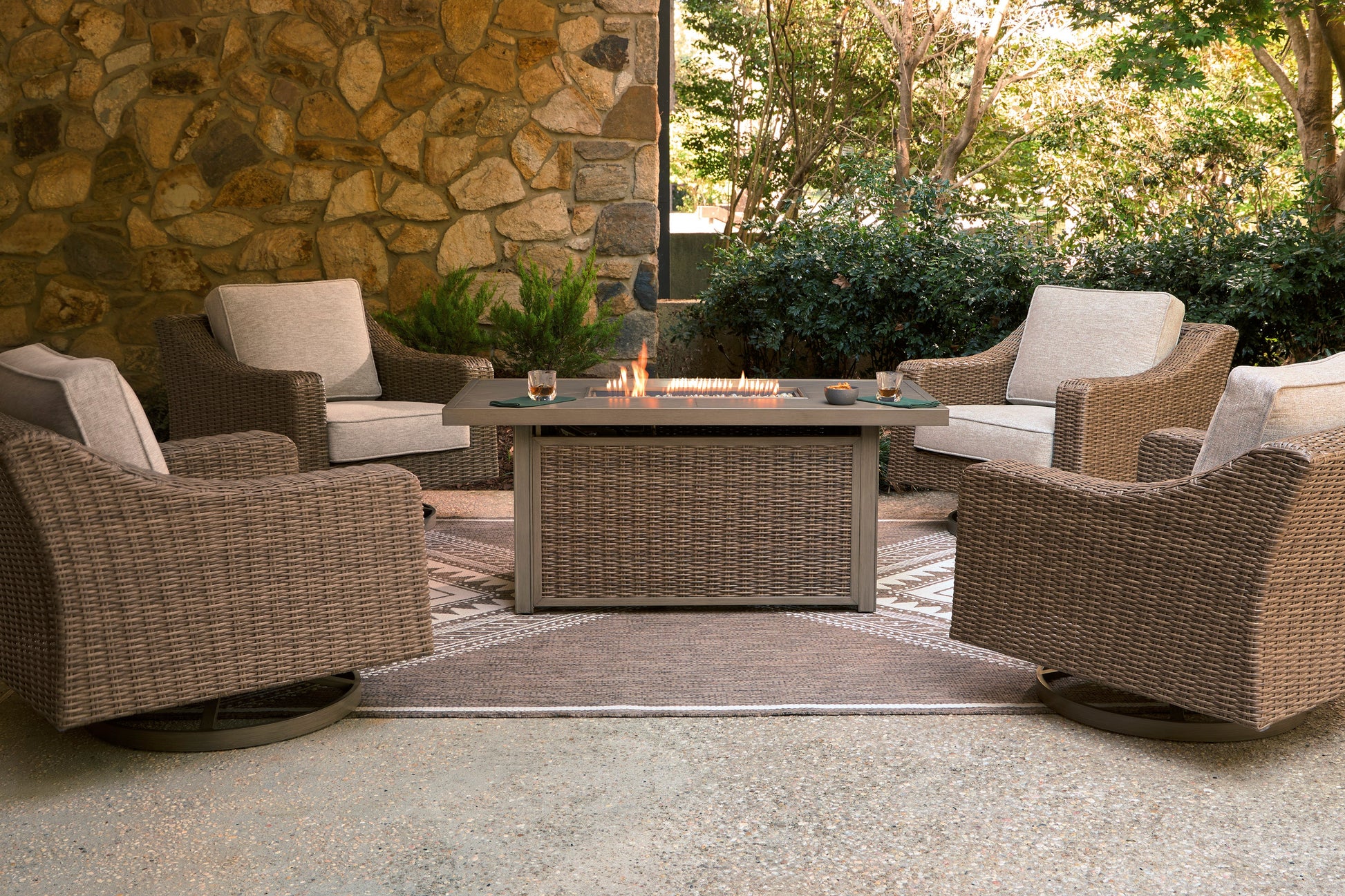 Revare Beach Rectangular Fire Pit Table