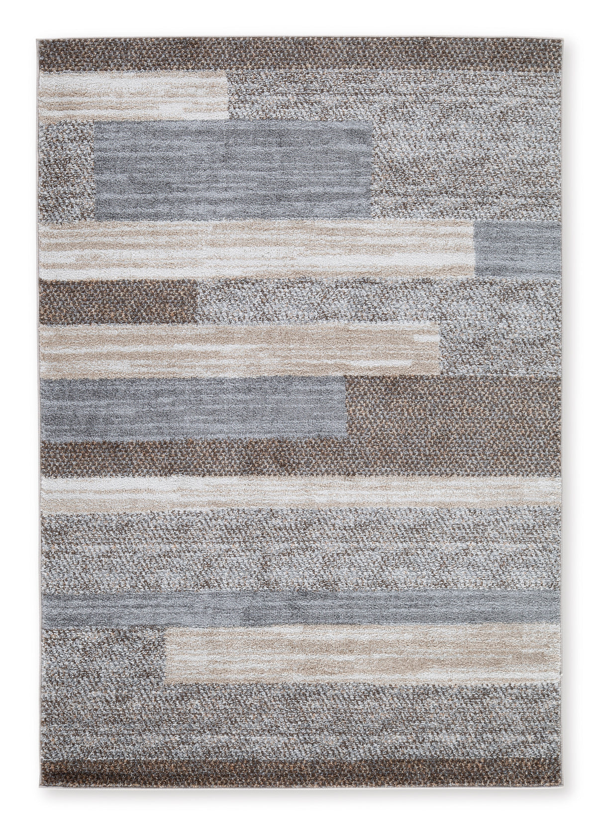 Ashley Sethburn rug with geometric gray and cream block design
