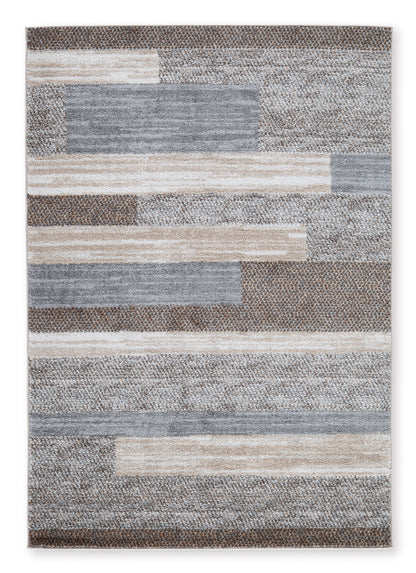 Ashley Sethburn rug with geometric gray and cream block design