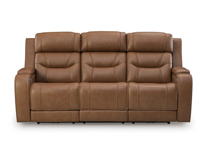 Dreamer Power Reclining Sofa with Audio Seating and Drop-Down Table Caramel