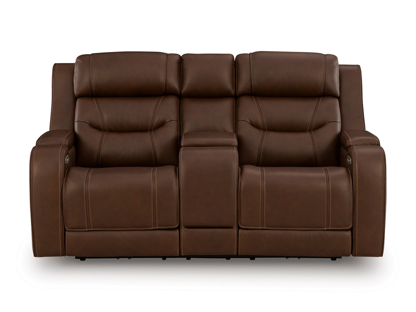 Dreamer Power Reclining Console Loveseat with Audio Seating Brown