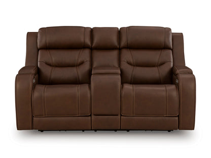 Dreamer Power Reclining Console Loveseat with Audio Seating Brown