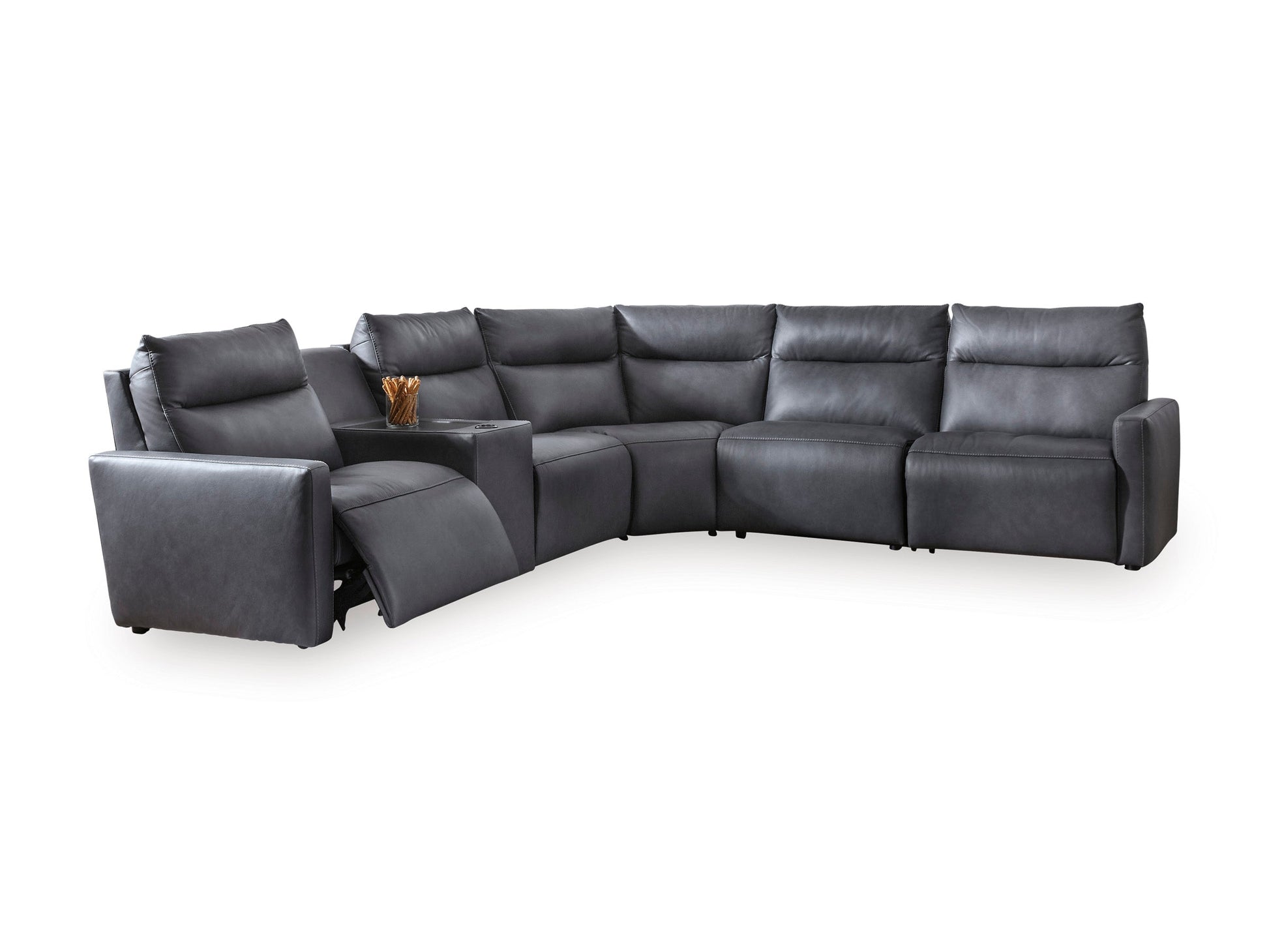 ModZ 6-Piece Power Reclining Sectional with Audio Console Blue