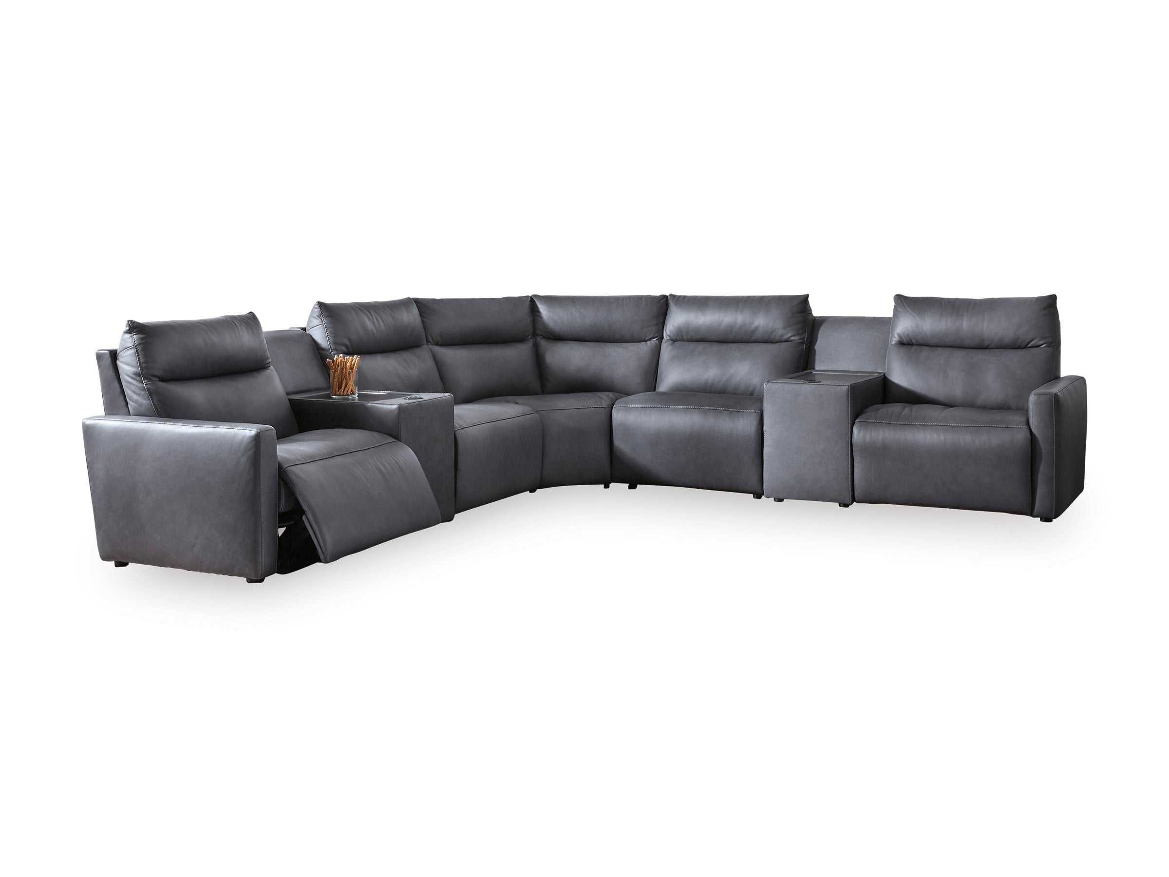 ModZ 7-Piece Power Reclining Sectional with Audio Consoles – John
