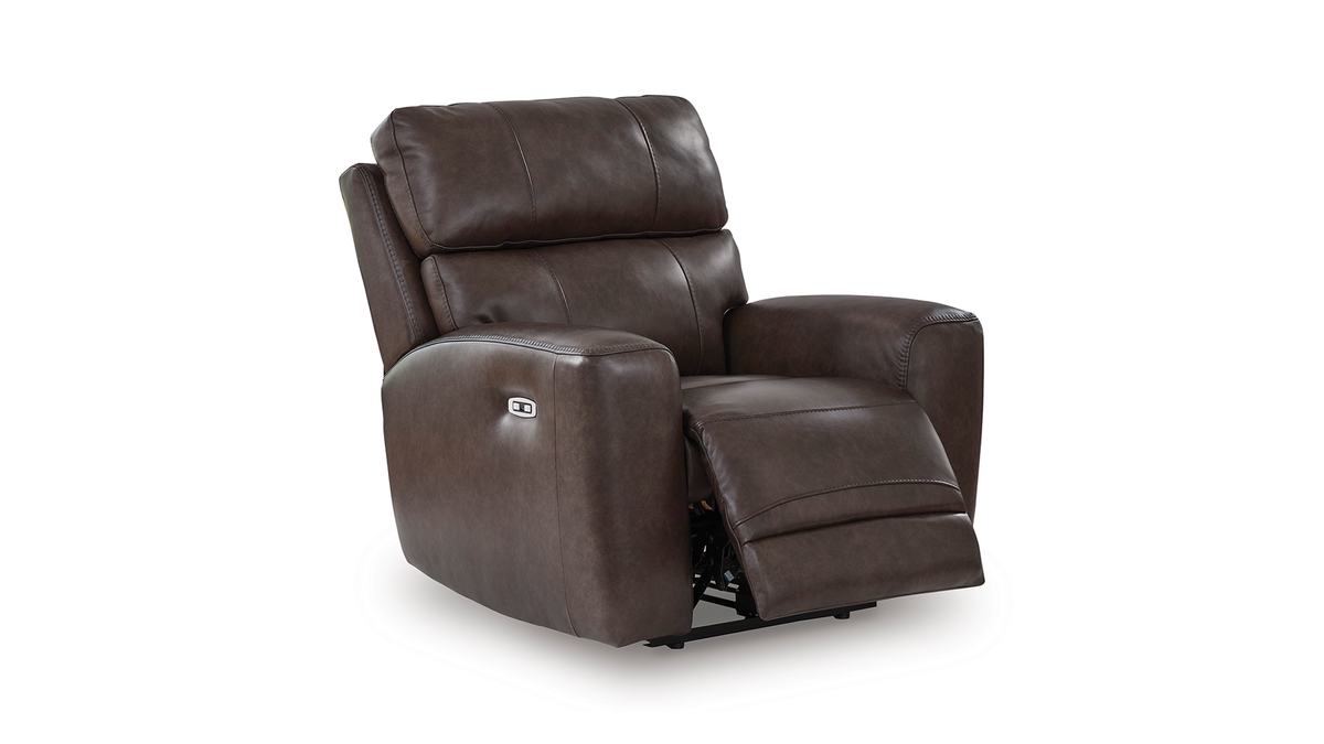 Dark brown recliner chair on a white background