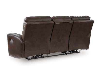 Beadel Leather Power Reclining Sofa with Drop Down Table