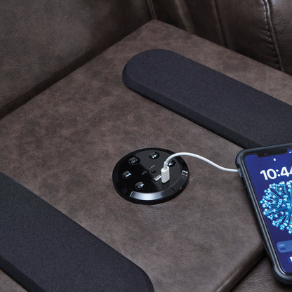 Beadel Leather Power Reclining Sofa with Drop Down Table