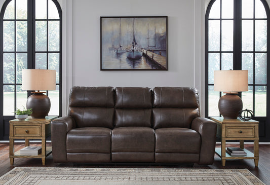 Beadel Leather Power Reclining Sofa with Drop Down Table