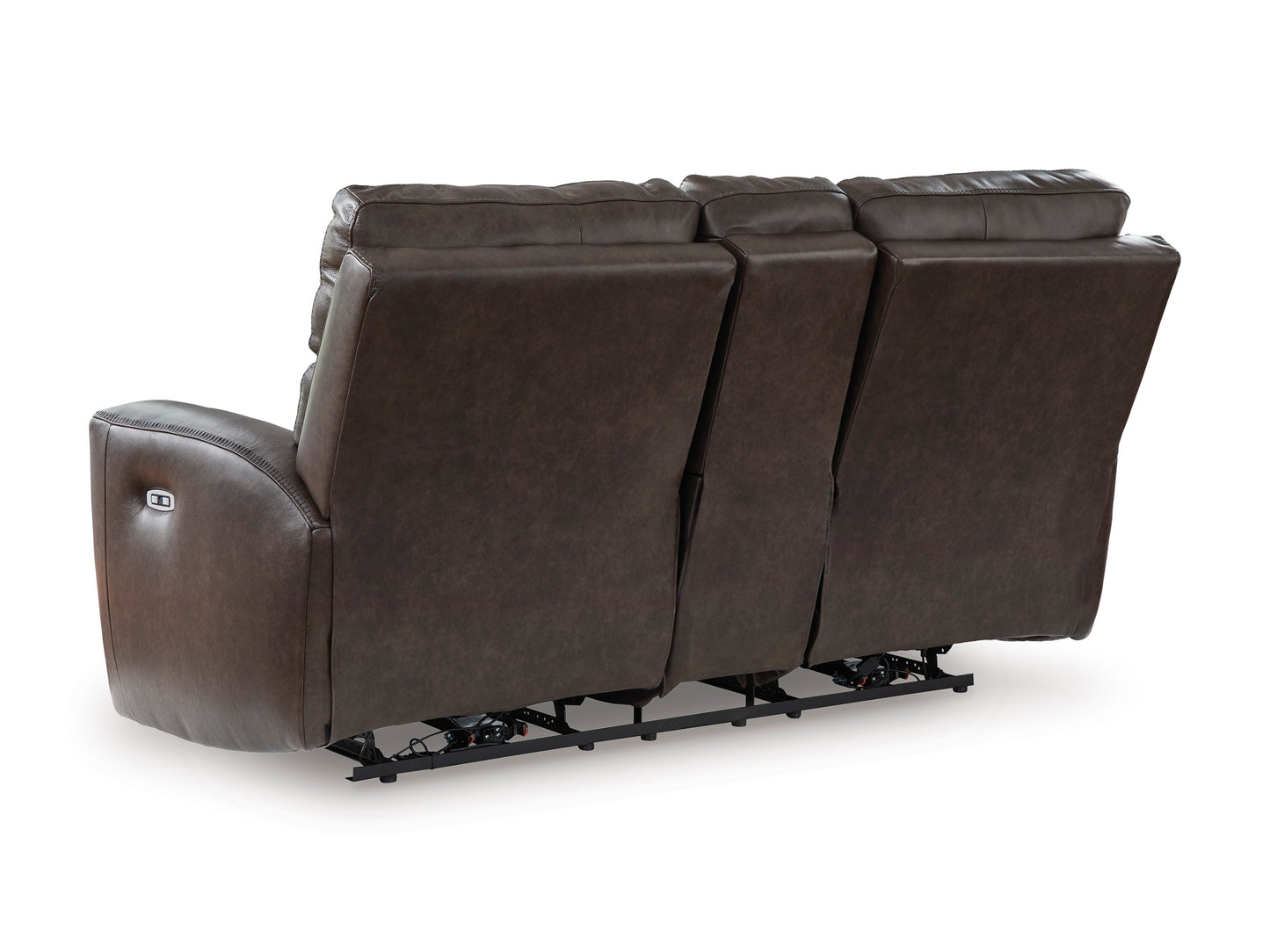 Beadel Leather Power Reclining Console Loveseat