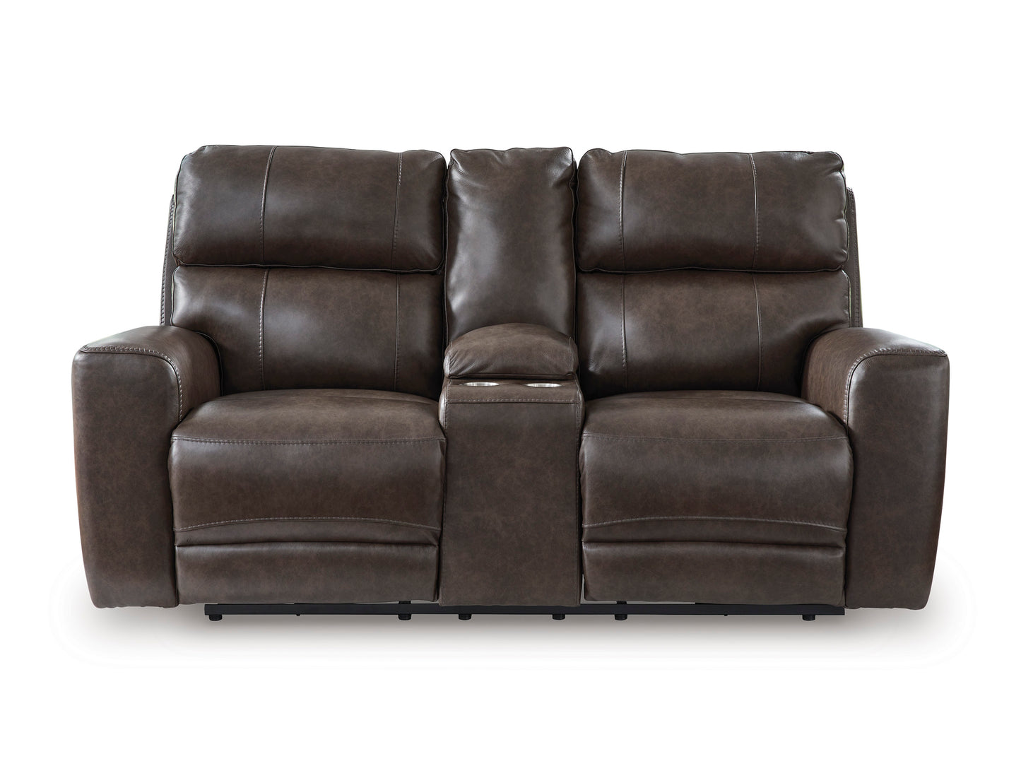 Beadel Leather Power Reclining Console Loveseat