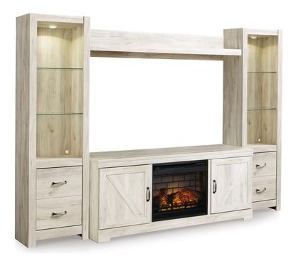 Bellaby 4-Piece Entertainment Center with Electric Log Fireplace