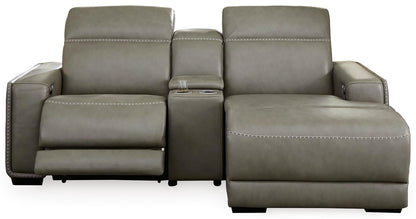 Correze 3-Piece Dual Power Leather Reclining Modular Sectional With Console And Chaise