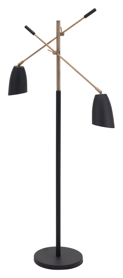 Tanner Floor Lamp Black & Brass