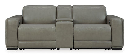Correze 3-Piece Dual Power Leather Reclining Modular Loveseat With Console