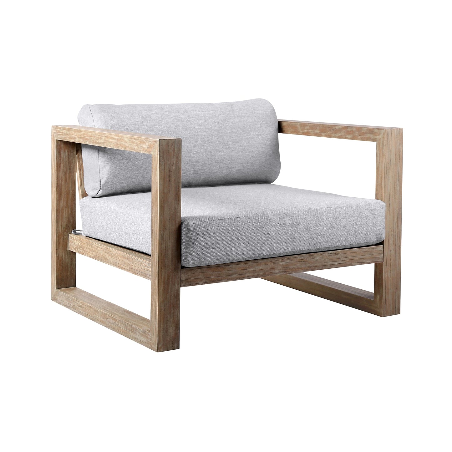 Paradise Outdoor Light Eucalyptus Wood Lounge Chair with Gray Cushions