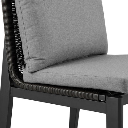 Grand Outdoor Patio Dining Chairs in Aluminum with Gray Cushions (Set of 2)